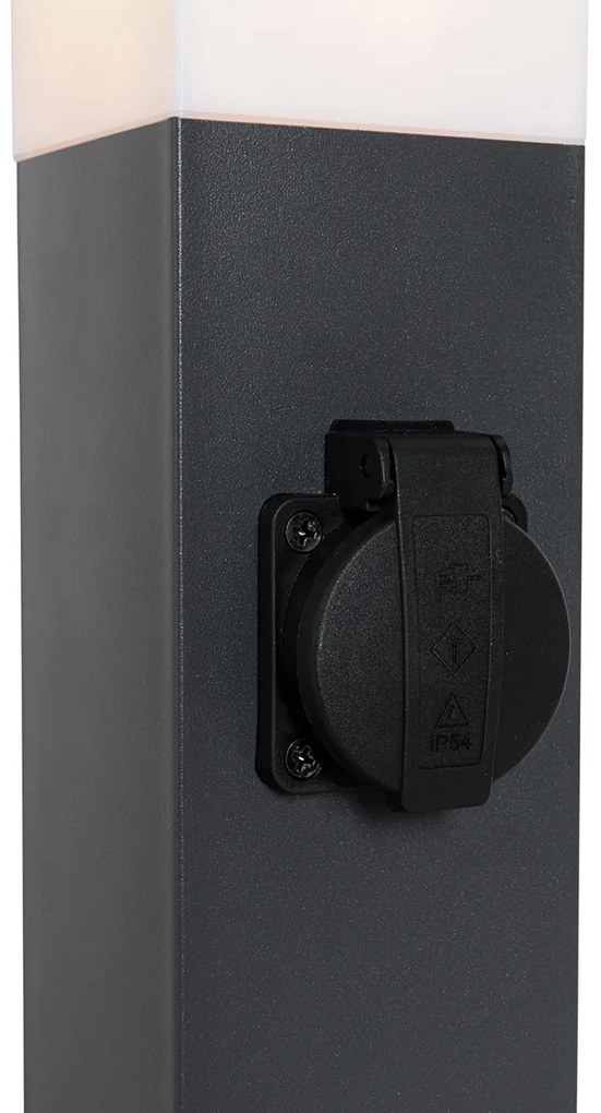 Buitenlamp donkergrijs met grondpin en kabelmof 45cm incl. stopcontact IP44 - Malios