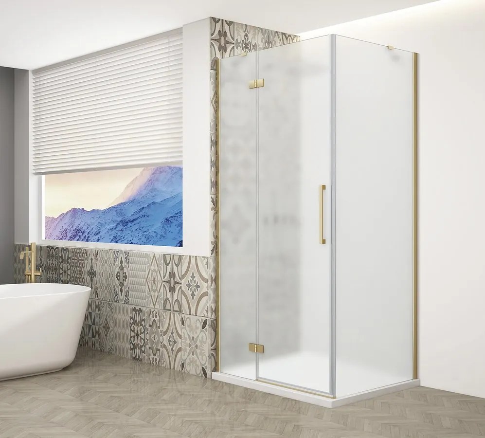 Gelco Trinity douchecabine met mat glas 110x80cm links goud