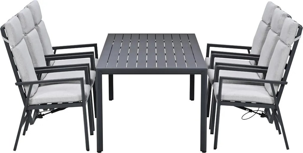 Garden Impressions Kasper tuinset 7-delig - tuintafel 220x93 cm donker grijs