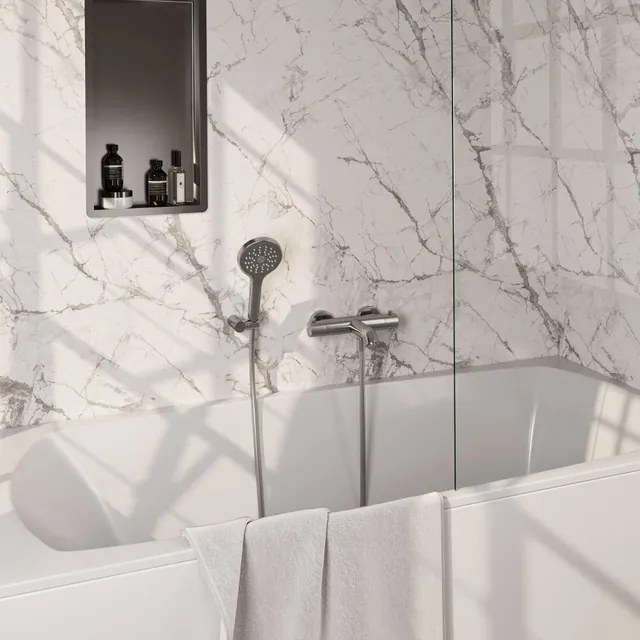 Brauer Brushed Edition Badkraan - douchegarnituur - handdouche rond 3 standen - gladde knop - PVD - Geborsteld RVS 5-NG-233