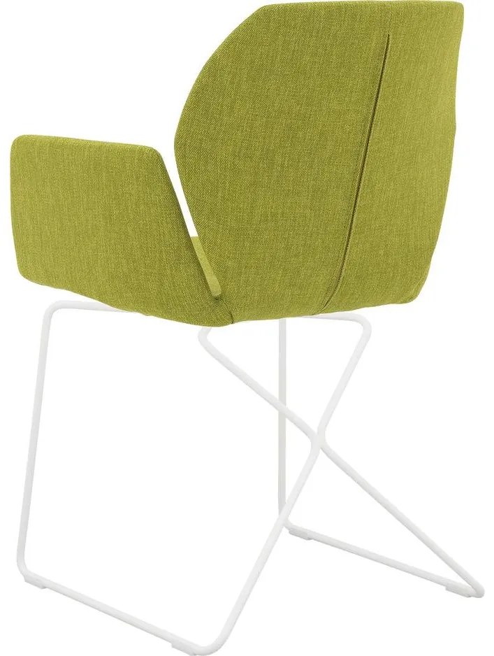 Goossens Excellent Eetkamerstoel Manzini groen stof met armleuning, modern design