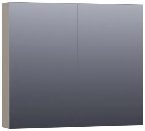 Saniclass Dual spiegelkast 80x70x15cm verlichting geintegreerd rechthoek 2 draaideuren Mat Taupe MDF 7170