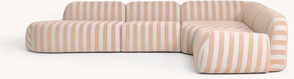 Gestreepte XL modulaire hoekbank Wolke met chaise longue