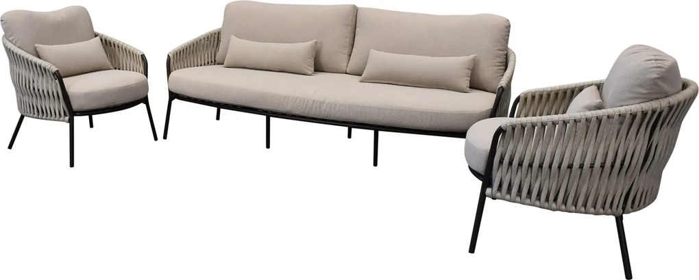 Sarenza stoel bank loungeset 3 delig zand rope terre frame