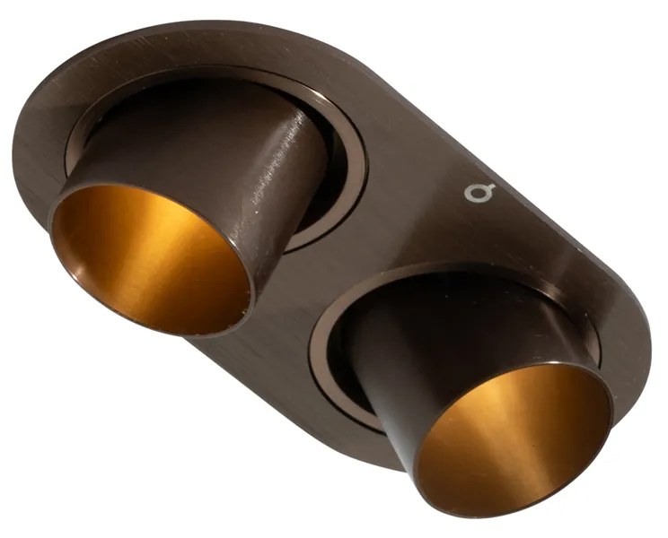 Afgeronde inbouwspot donkerbrons GU10 35mm kantelbaar 2-lichts - Installa Modern GU10 ovaal Binnenverlichting Lamp