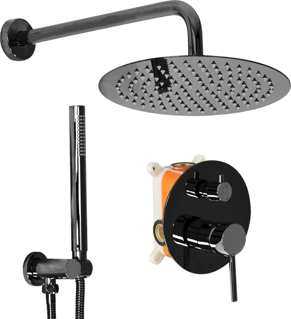 Inbouw regendoucheset Rea Lungo Black Metallic  + BOX