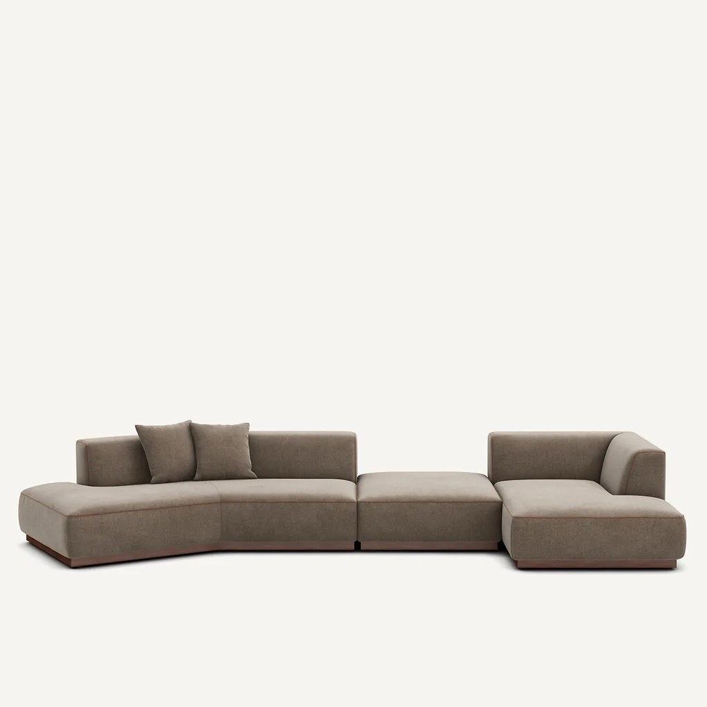 Open bank met hoek recht met voetensteun van gemêleerde stof, JACOPO