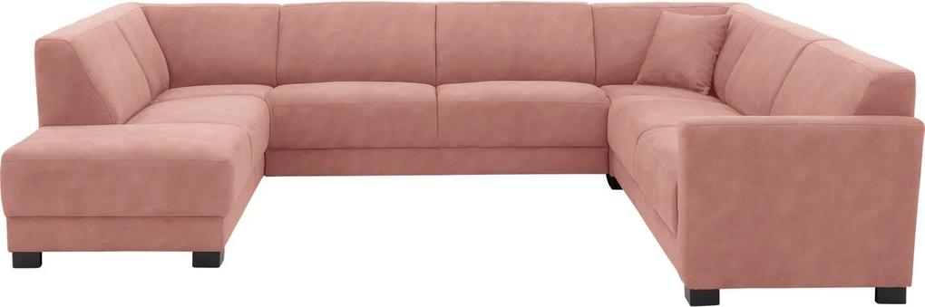 Goossens U-opstelling My Style Microvezel roze, microvezel, 2,5-zits, stijlvol landelijk met ligelement links