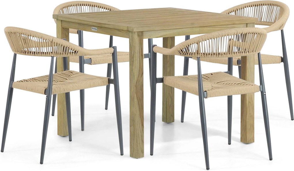 Tuinset 4 personen 90 cm Aluminium/Rope Taupe De Laan Projects