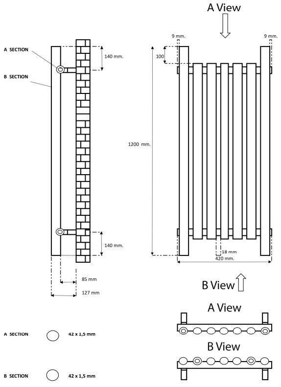 Eastbrook Lambourne horizontale radiator 40x120cm 649W wit mat