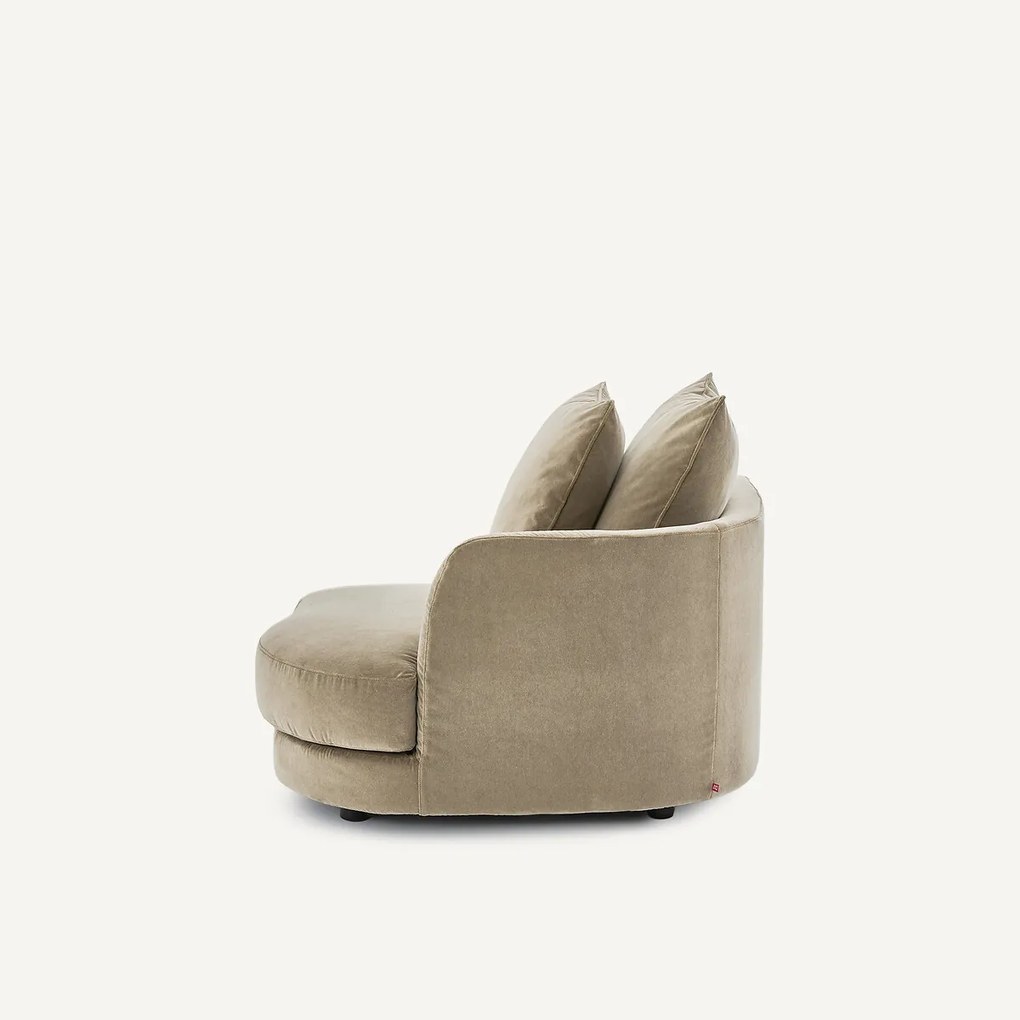 Halve bank rechts, afgerond, modulair, van stonewashed fluweel, TIBERIO