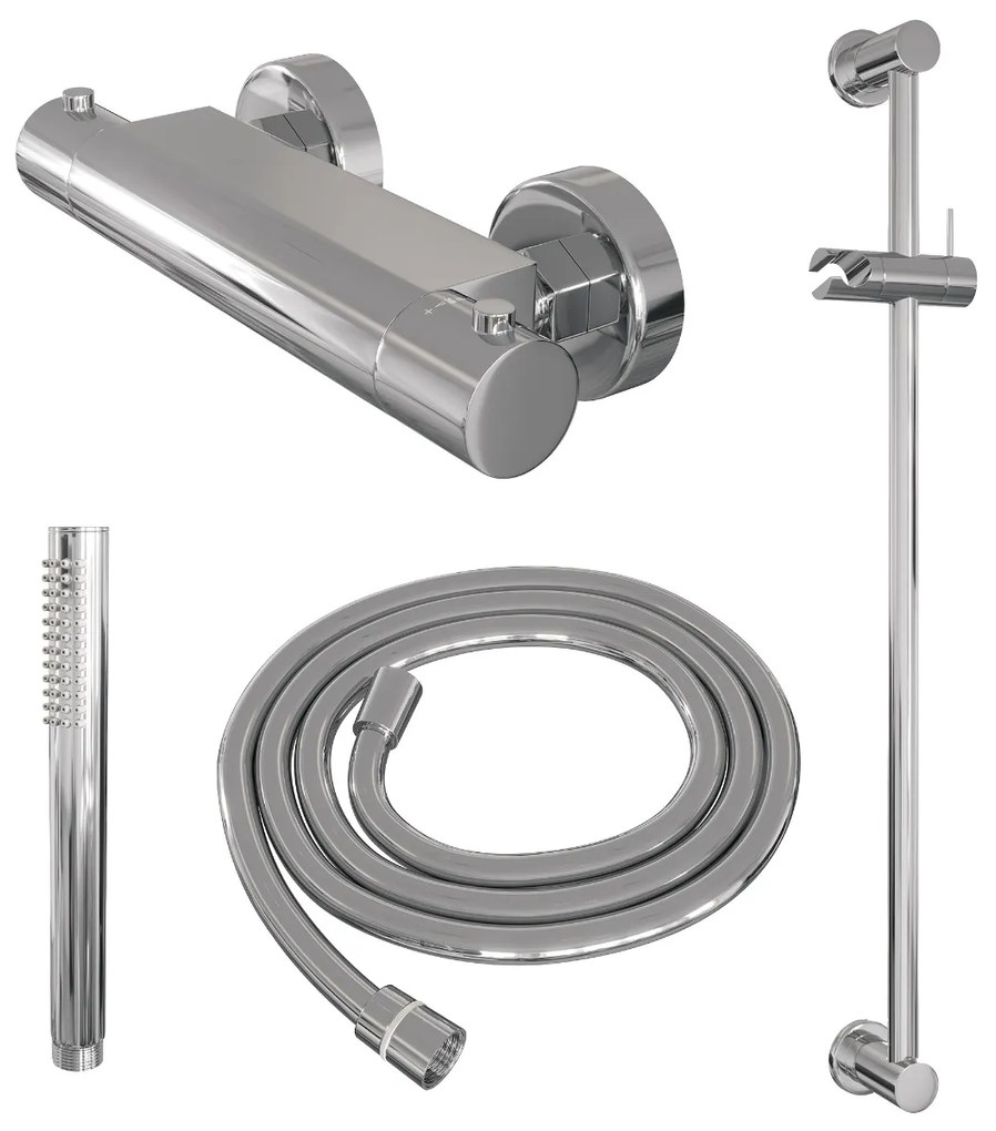 Brauer Chrome Edition thermostatische doucheset met glijstang en staafhanddouche chroom