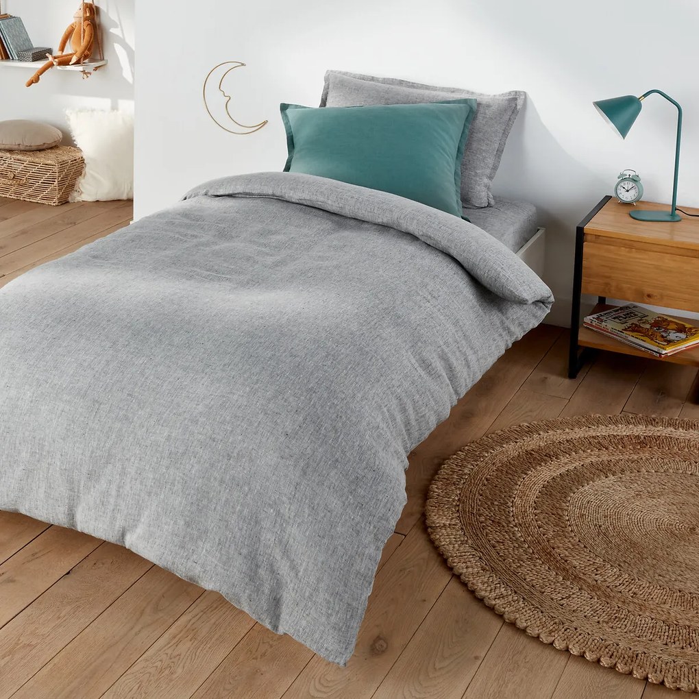 Hoeslaken in gewassen linnen, omslag 30 cm, Linot