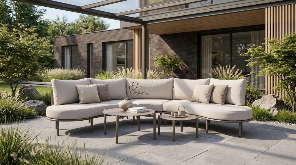 Loungeset tuin 5 personen Aluminium Taupe  Lifestyle Garden Furniture Perla