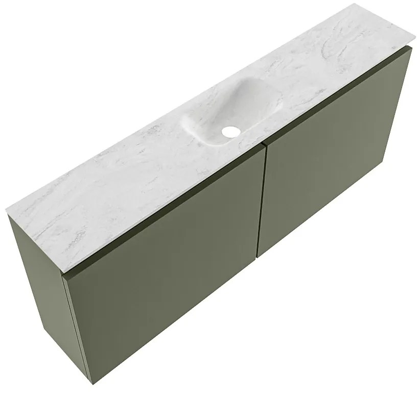 Mondiaz Ture DLux toiletmeubel 120cm army met wastafel opalo midden met kraangat