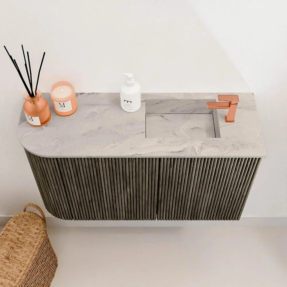 Mondiaz Joya DLux 70cm toiletmeubel ronding links shadow met wastafel faye rechts 1 kraangat glace