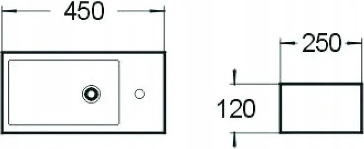 Mexen Inez linkse opbouw wasbak 45 x 25 cm, wit - 21434500L