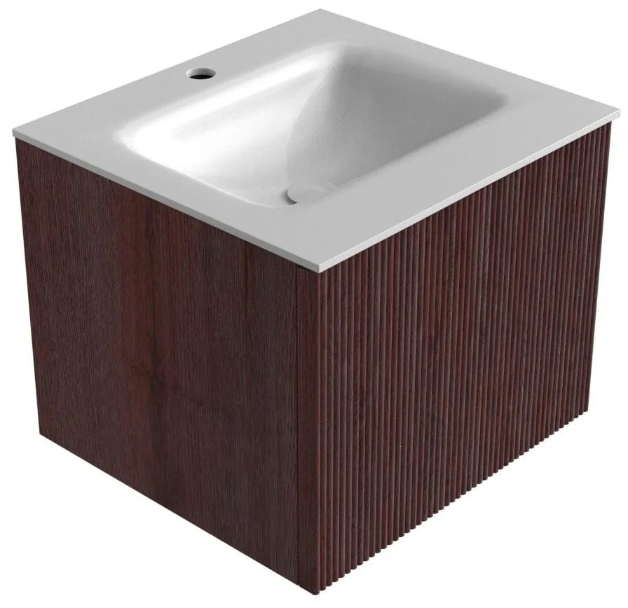 Mondiaz Kurve 50cm badmeubel ruby met 1 lade en wastafel grunne midden 1 kraangat