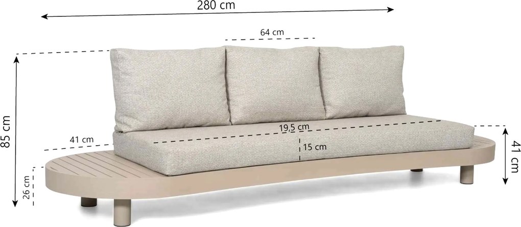 Stoel en Bank Loungeset 5 personen Aluminium Zand/Beige  Lifestyle Garden Furniture Organio/Mira