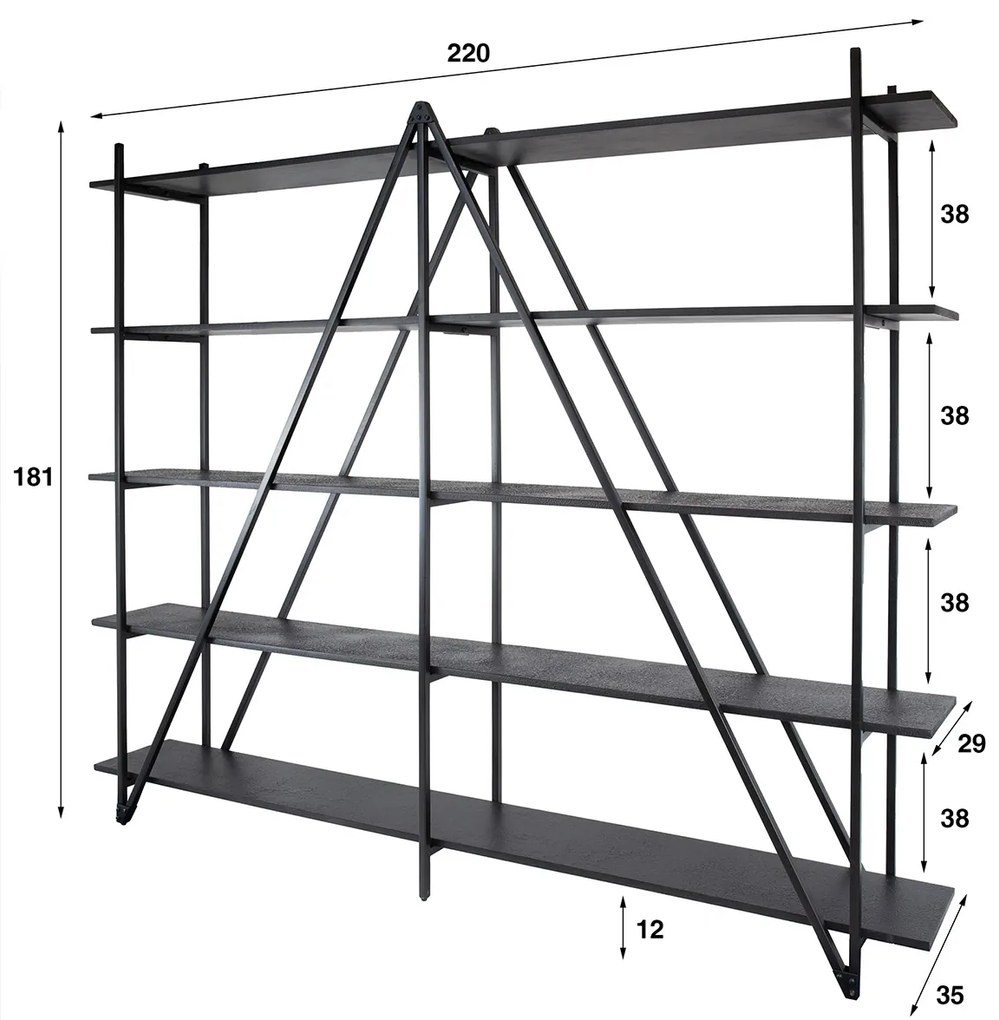 Grote Plankenkast Industrieel Metaal - 220x35x181cm.
