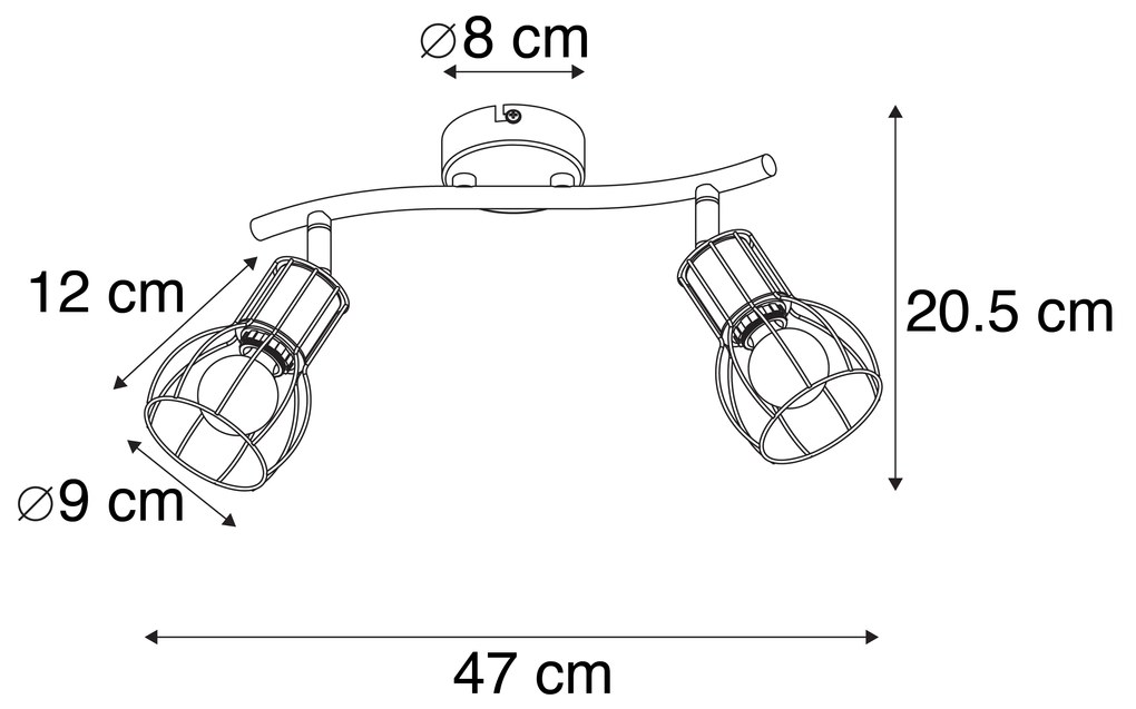 Moderne plafondSpot / Opbouwspot / Plafondspot zwart 2-lichts verstelbaar - Botu Modern E14 Binnenverlichting Lamp