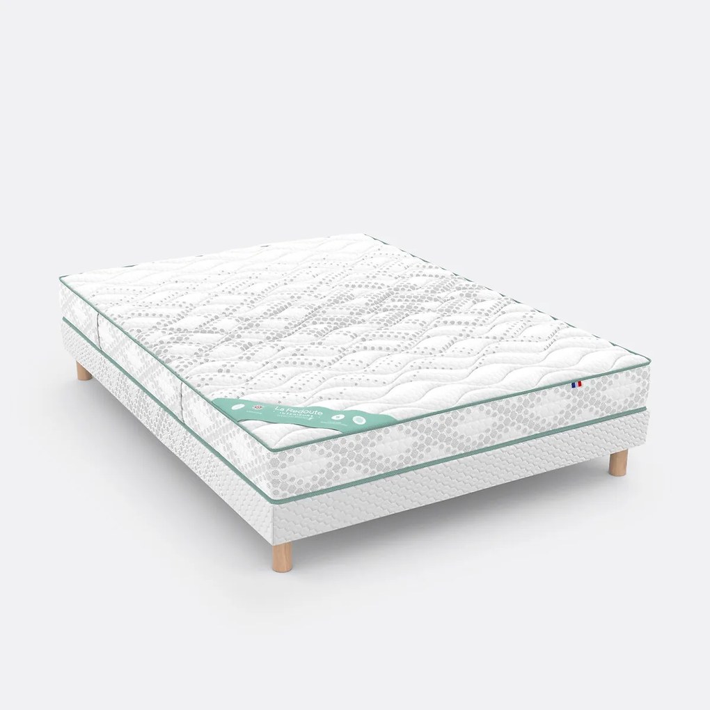 Set van matras voor gevoelige rug, 672 veren, stevig, zacht ligcomfort + bedbodem