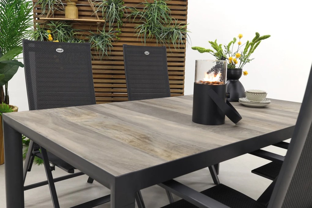 Hartman Napoli/Kings 4-persoons verstelbare tuinset 180x100 cm. - Antraciet