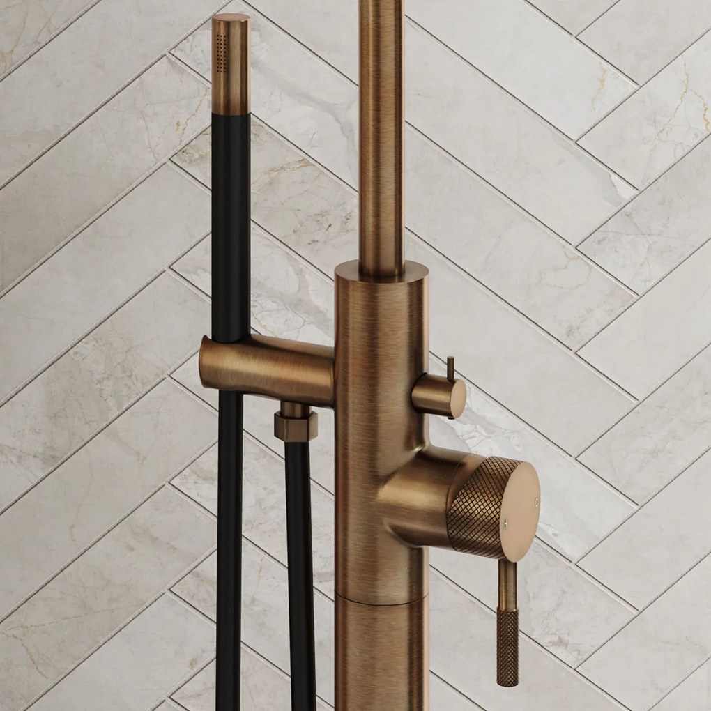 Saniclear Antique Curved Pro vrijstaande badkraan verouderd messing