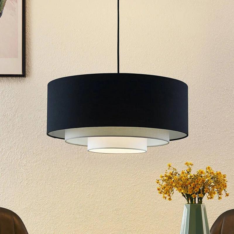 Ailany Stoffen hanglamp, zwart, grijs - lampen-24