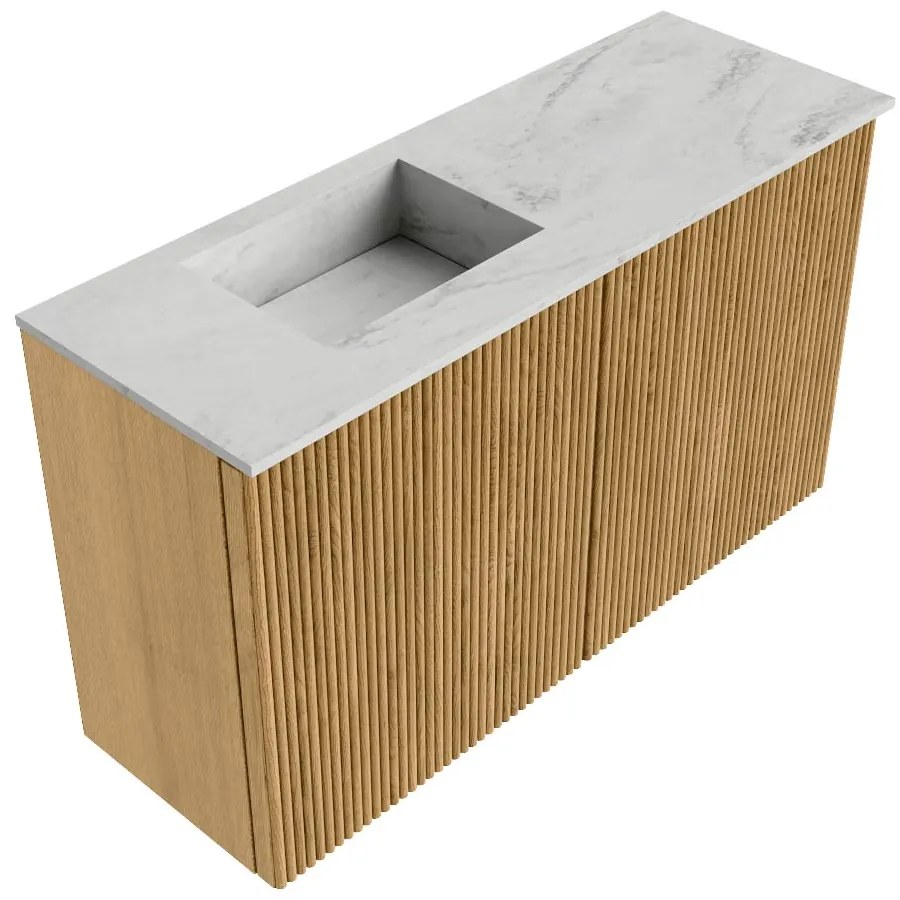 Mondiaz Joya DLux 70cm toiletmeubel oak met wastafel faye links 1 kraangat opalo