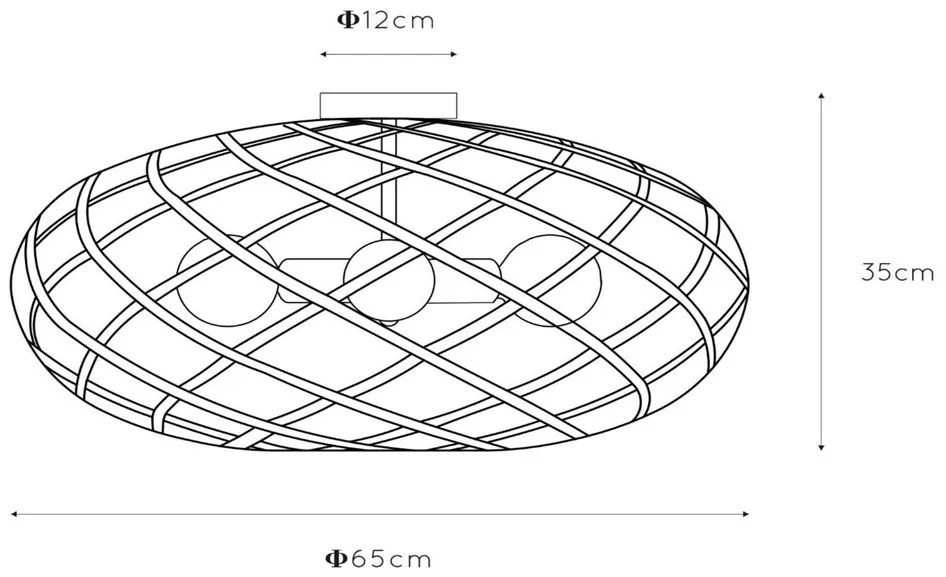 Lucide Wolfram plafondlamp 65cm 3x E27 goud mat