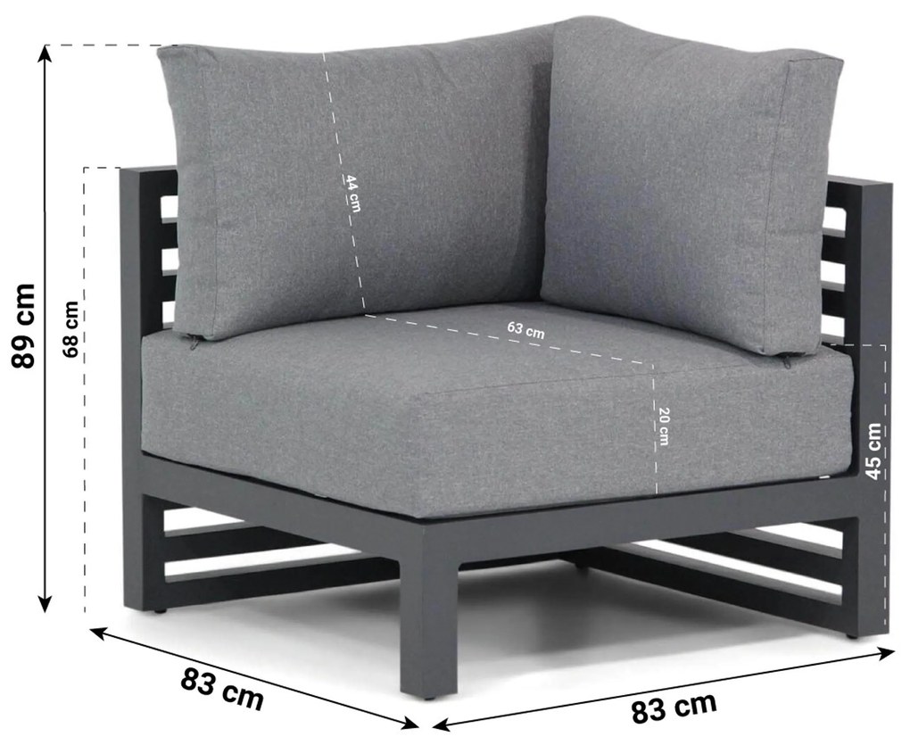 Hoek loungeset 3 personen Aluminium Grijs Santika Furniture Santika Jaya