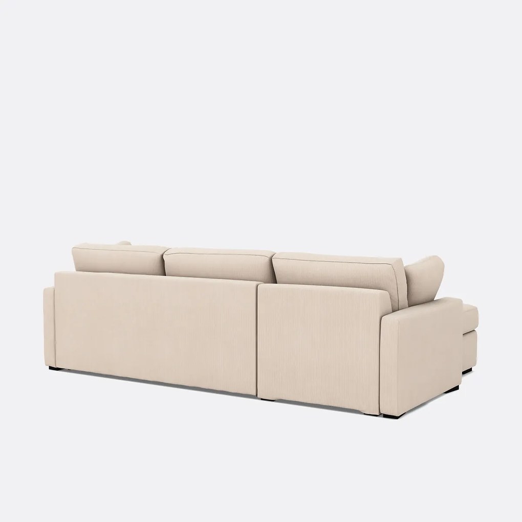 Hoekslaapbank in fijn ribfluweel, schuim, Timor