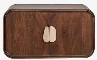 Hangend Badkamermeubelset 95x45 Cm Van Mangohout En Natuurlijke Kivalina-steen Travertijn - Donker Mangohout & Without Sink & Spiegelloze & Zonder -