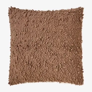 Vierkant Kussen 45x45 Cm In Zanero Bouclé Stof Bruin - Praliné - Sklum