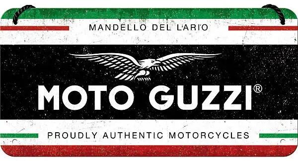 Metalen wandbord Moto Guzzi Italian, (20 x 10 cm)