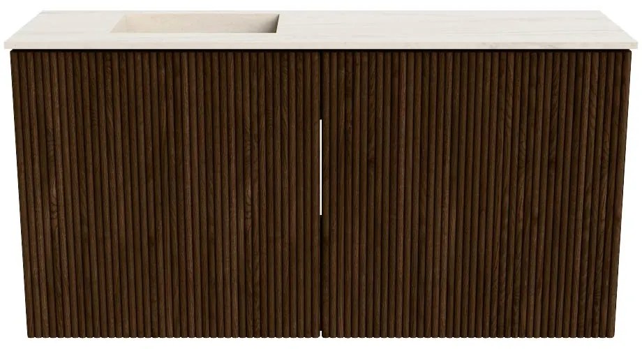 Mondiaz Joya DLux 80cm toiletmeubel walnut met wastafel faye links zonder kraangat meli