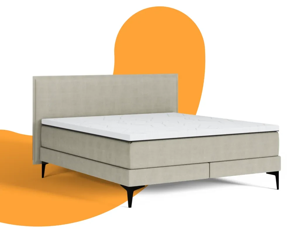 Emma Signature Boxspring Bed 160x200 - Donkergrijs - Effen Hoofdbord - Beukenhout Pootjes