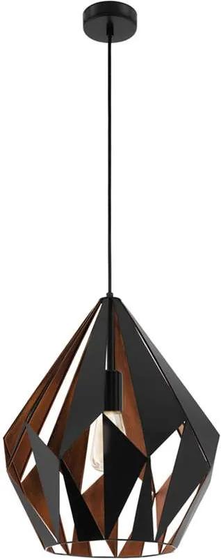 EGLO hanglamp Carlton 1 - zwart/koper - Leen Bakker