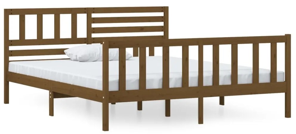 vidaXL Bedframe massief hout honingbruin 140x190 cm