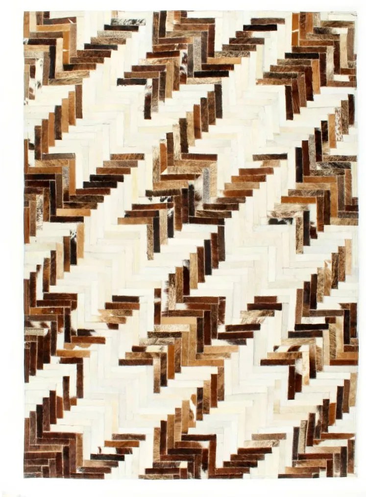 Medina Vloerkleed patchwork 160x230 cm echt harig leer bruin/wit