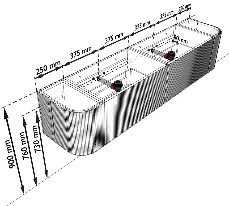 Mondiaz Kurve-dlux 200cm badmeubel ronding links/rechts shadow met 2 lades en deuren en wastafel stor small dubbel zonder kraangat glace