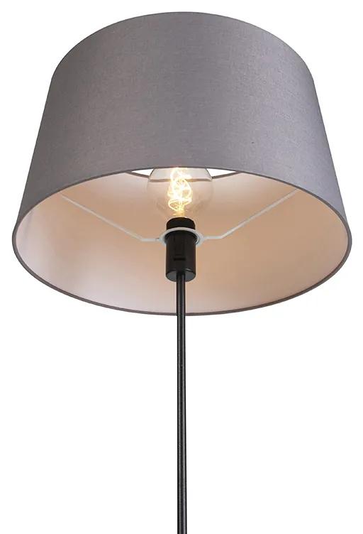 Vloerlamp zwart met donkergrijze linnen kap 45 cm - Parte Klassiek / Antiek E27 cilinder / rond rond Binnenverlichting Lamp