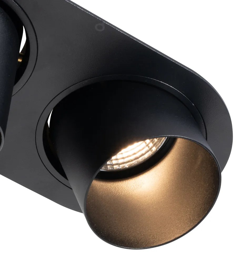 Set van 6 inbouwspots zwart GU10 70mm kantelbaar 2-lichts - Installa Binnenverlichting Lamp