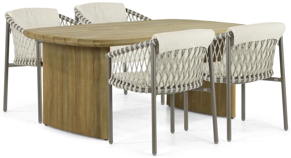 Tuinset 4 personen Aluminium/rope Taupe 4 Seasons Outdoor Allora/Falcon