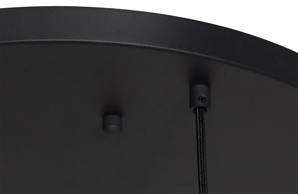 Art deco hanglamp zwart met smoke glas rond 7-lichts - Sandra