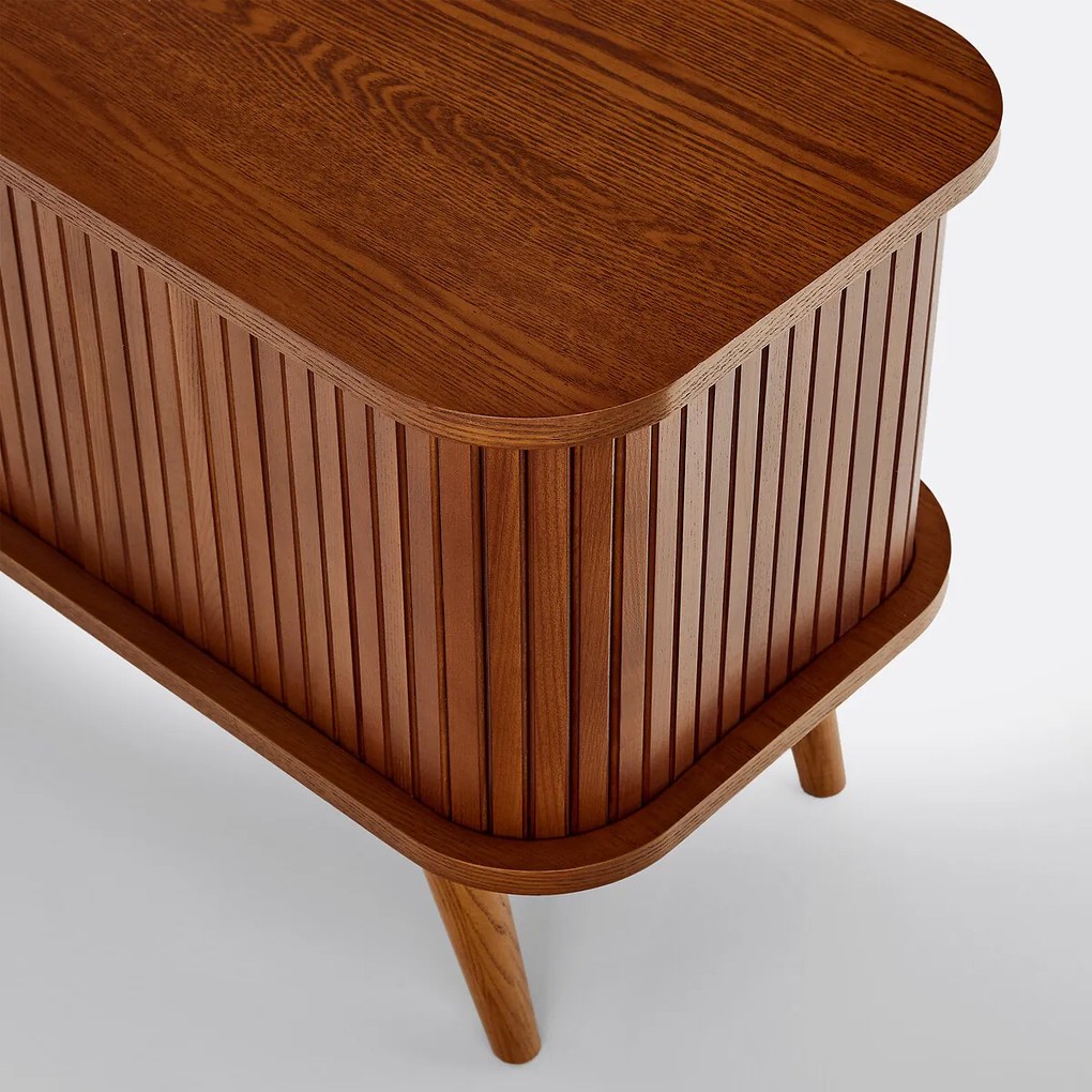 Essen en gefineerd tv-meubel, 2 schuifdeuren, 120 cm breed, WAPONG