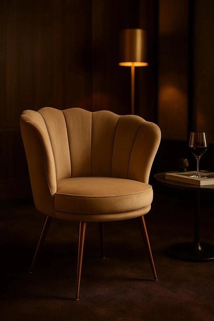 Dunsa stoel van goudfluweel