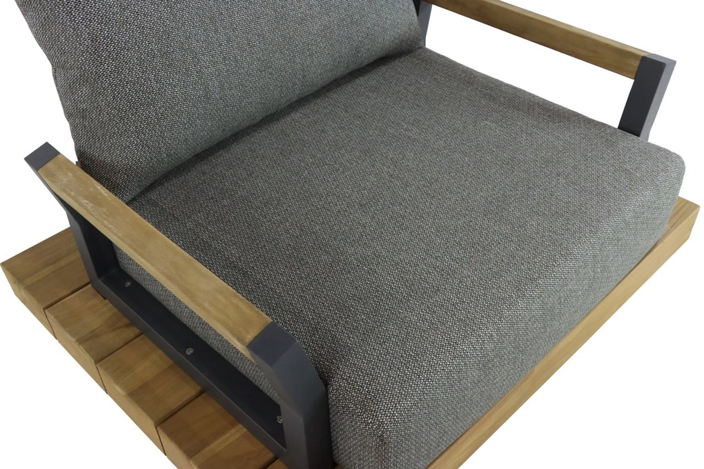 Tuinstoel Aluminium/teak Taupe-naturel-bruin Santika Supreme