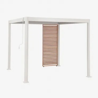 Bioclimatische Aluminiumpergola Met Lamellen En Druvia-paneel Gardenia Wit - Kastanjehout Bruin & Pergola Van 3x3x2,6 M Met 1 Paneel Van 90,5 Cm -